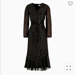 New J.Crew Factory Midi Dress in Clip Dot (AT853) Black/Gold in Size 4